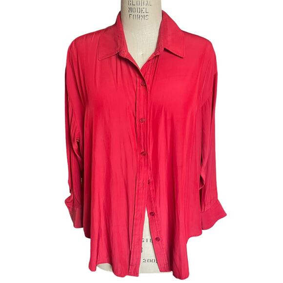 Smythe Drapey Oversized Red Button-Up Shirt Size Small - Picture 1 of 4